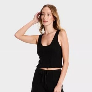a new day Crochet Sweater Tank Top Black -  Women's Small